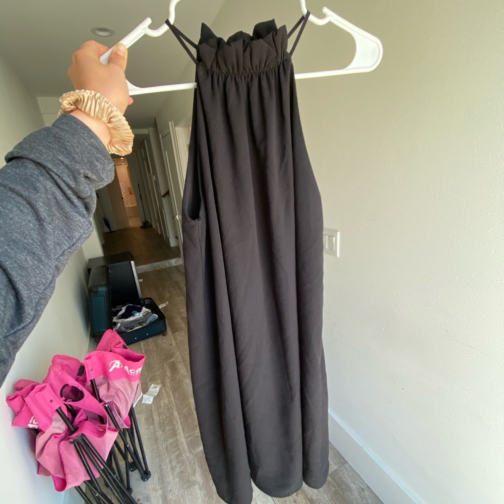 Impeccable Pig High Neck Black Ruffle Dress